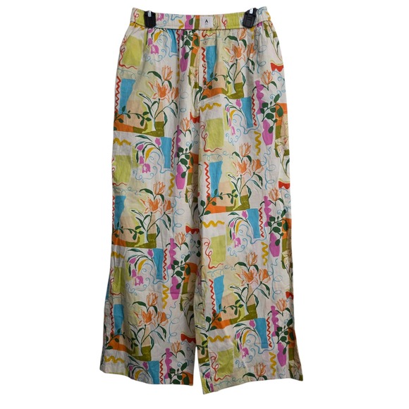 Anthropologie Multi-Color Floral Abstract Wide Leg Pull On Pants Size S NWTS - Picture 3 of 10